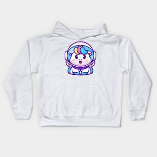 Cute baby unicorn wearing an astronaut suit, cartoon character Kids Hoodie